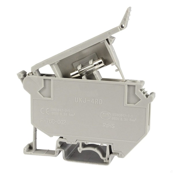 Automation Systems Interconnect Glass Fuse Terminal Block With 120-250V Indication, For 5x20mm Glass Fuses, DIN Rail Mount, 10-PK ASIUK5HESILED120 - main